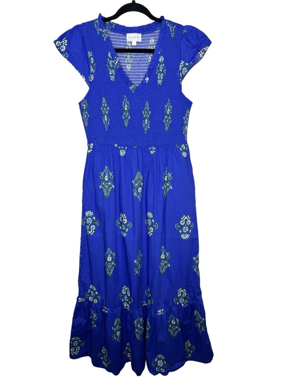 SUGARLIPS / Haline Floral Liora smocked ruffle midi dress / M